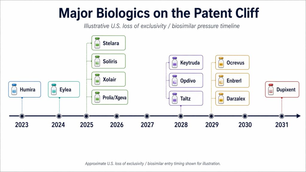 Time line for drugs reaching the biologics patent cliff